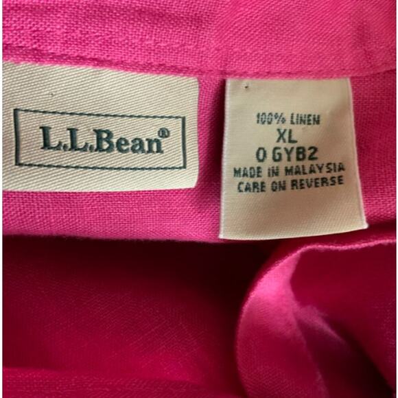 L.L. Bean 100% Linen Shirt Women Sz XL Roll Tab Sleeves Pockets Button Up Blouse - Picture 8 of 8